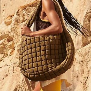 Free People Quilted Carryall Olive VERY RARE + SOLD OUT + RETIRED COLOR